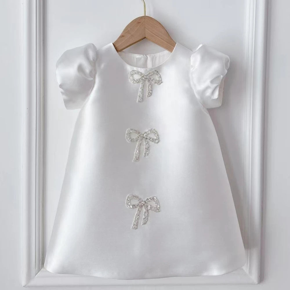 Sweet Elegant Beaded Bow Dress - Kidnor