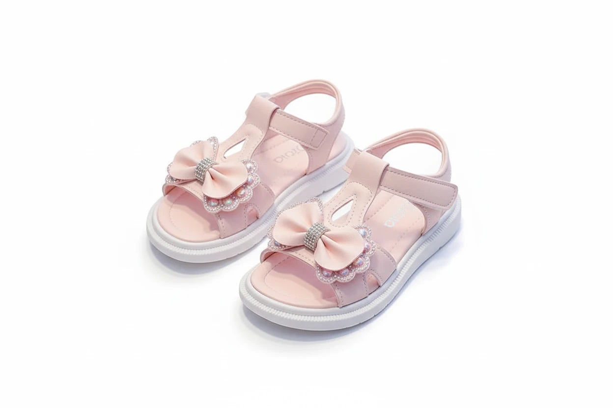 Girls' Princess Beach Sandals - Bow Diamond Soft Sole Summer Shoes