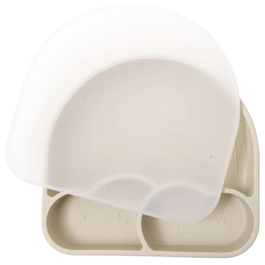 New Design Baby Safe Silicone Dining Plate With Lid Solid Cute Cartoon Children Dishes Suction Toddle Training Tableware