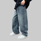 Boys Denim Jeans - Cotton Loose Fit Elastic Waist Trousers