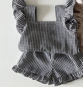 Summer Baby Lattice Clothing Set ,Tee and Shorts 2Pcs Girls Outwear Suits