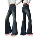 Pantaloni evazați din denim, blugi vintage slăbiți, 10-14 ani