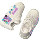 Kids KPOP Fashion Sneakers - White Printed Anti-Slip Sport Shoes