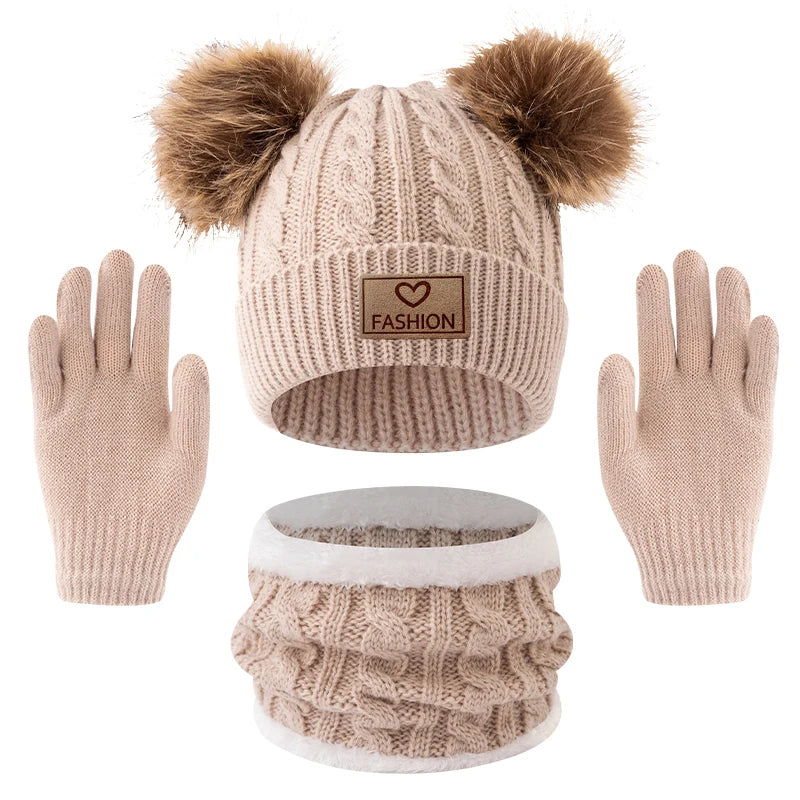 3-Piece Kids Winter Hat & Neck Warmer Set