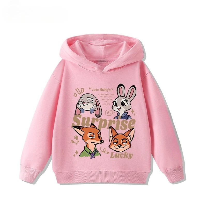 Kids' Zootopia Character Hoodie - Judy & Nick Cartoon Pullover Ages 1-12