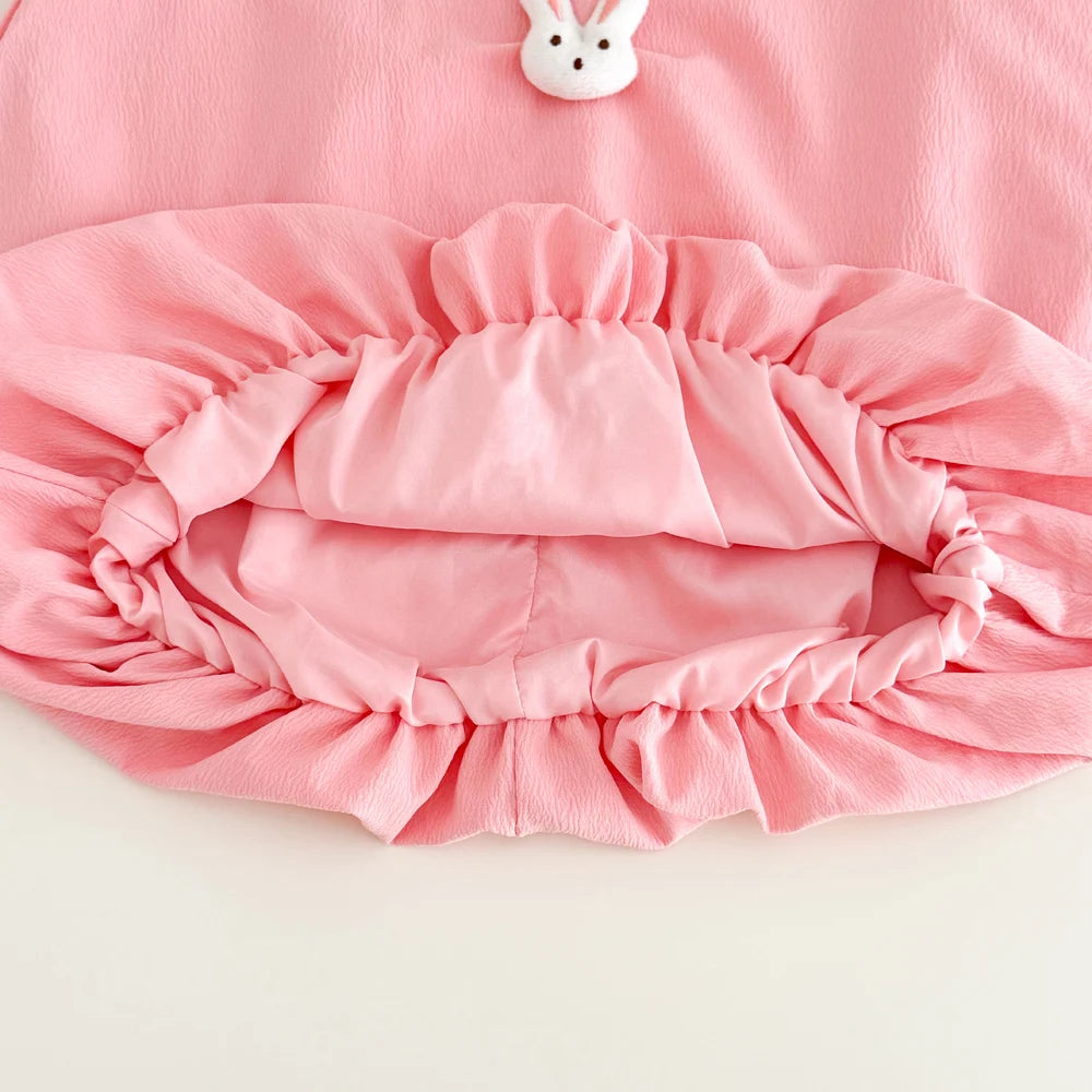 Girls' Rabbit Embellished Princess Dress - Sleeveless Summer A-Line Dress