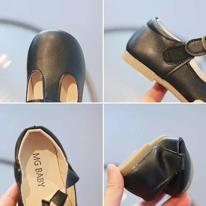 Size 15-30 Baby Toddler Girl Shoes School Children T-strap Mary Jane Flats Girls Soft Leather Shoes Pink, Black, Brown, White