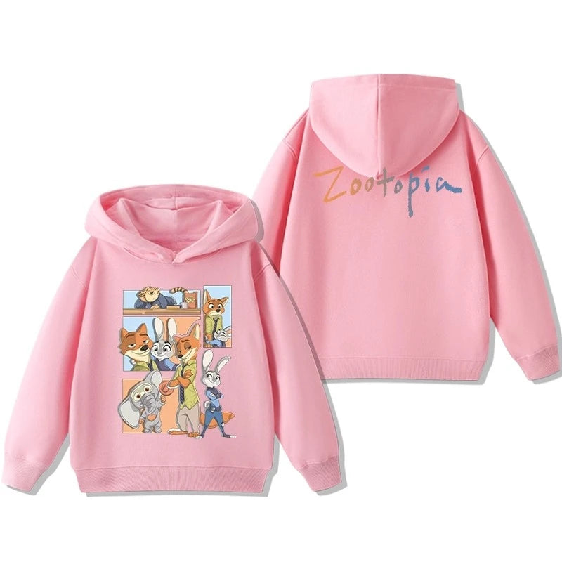 Kids' Zootopia Character Hoodie - Judy & Nick Cartoon Pullover Ages 1-12