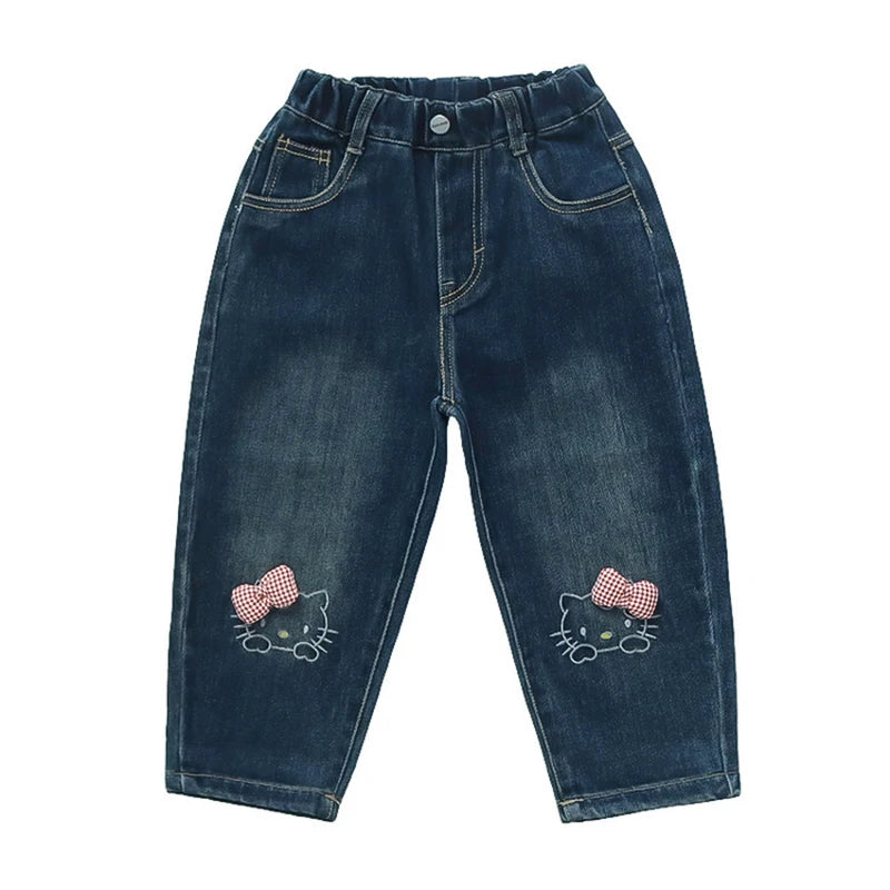 Hello Kitty Jeans, lockere, gerade Passform, Größe 2-8 Jahre