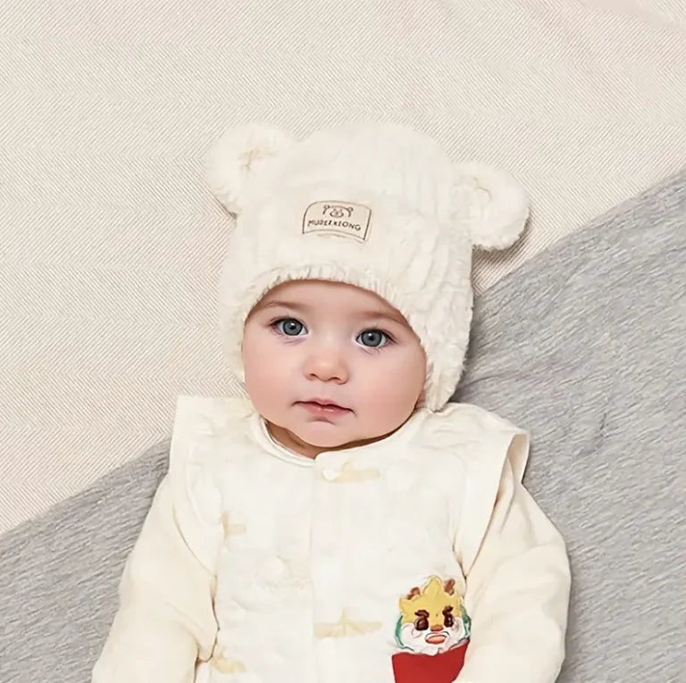 Winter Baby Hat with Bear Ears – Plush, Cozy & Lightweight - Kidnor