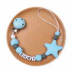 Personalized Name Baby Handmade Pacifier Clips Silicone Safe Teething Chain Infant Pentagonal Star Gum Nipple Dummy Holder Clip