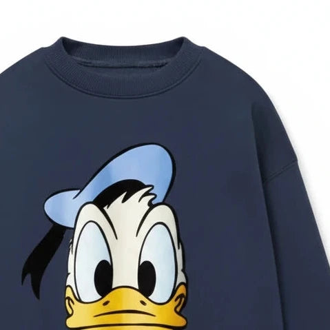 Donald Duck Print Sweatshirt Girls Pink White - Kidnor