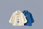 Boys' Japanese Style Cartoon Shirt - Soft Cotton Autumn Winter Top