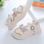 Girls Princess Mary Janes with Rhinestones & Bow - Leather Party Shoes