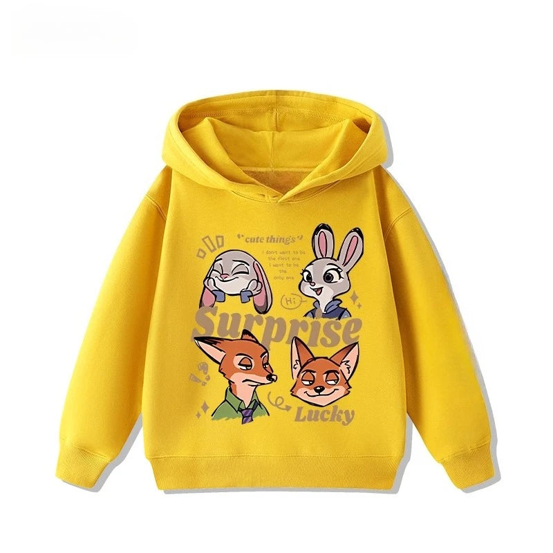 Kids' Zootopia Character Hoodie - Judy & Nick Cartoon Pullover Ages 1-12
