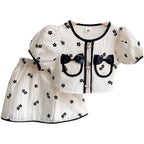 Sommerliches Kurzarm-Shirt-Top & Blumenrock 2-teiliges Set