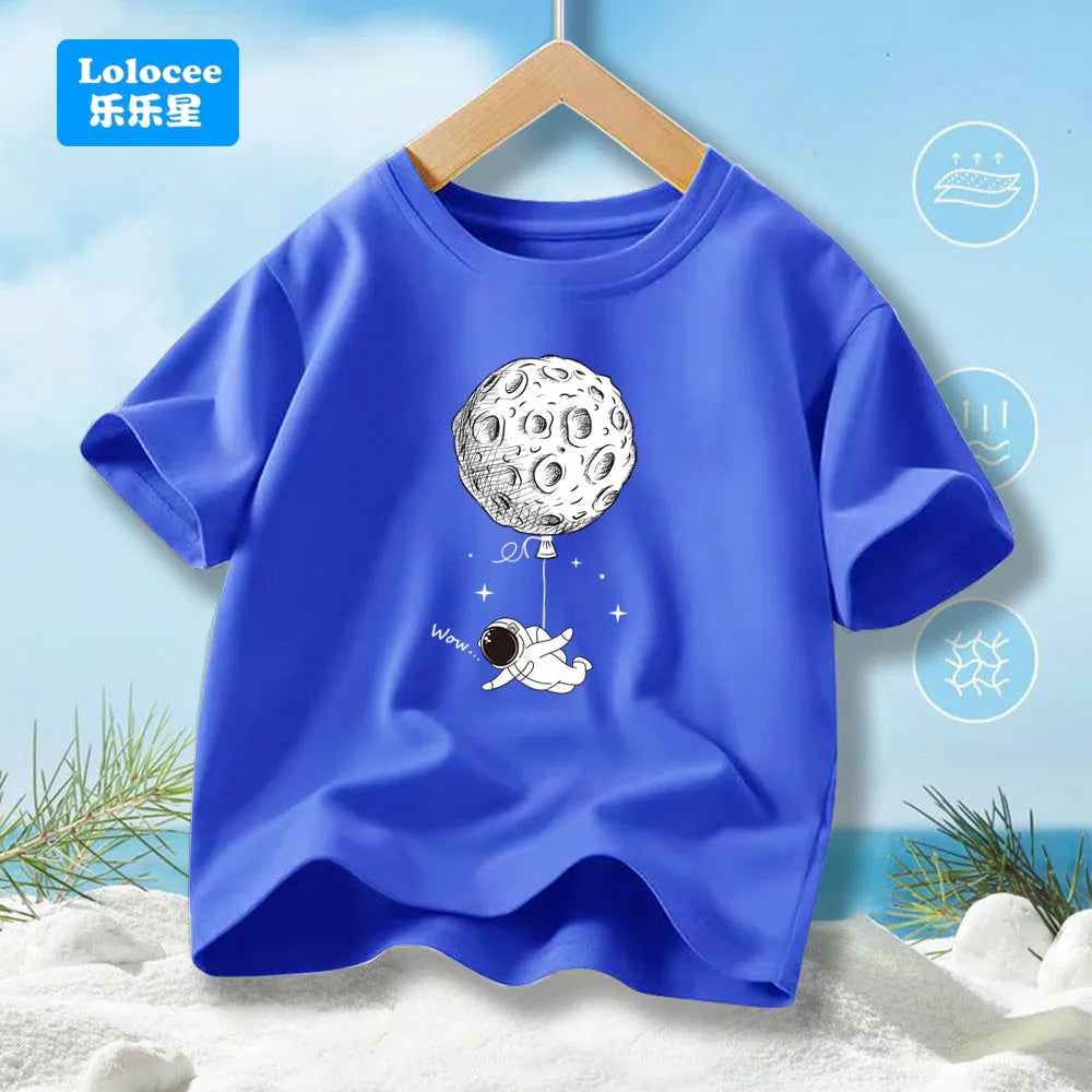 Summer Boys' T-shirt Cotton Casual Funny Astronaut - Kidnor
