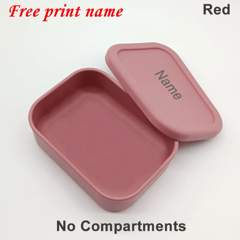 Personalized Name Lunch Box 3 Compartment Silicone Bento Box Portable Leak Proof Microwave Oven Lunch Box Picnic Food Container