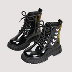 Leather Side Zipper Short Boots - Kidnor