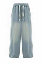 Girls' Striped Wide Leg Jeans - Korean Style Spring Pants