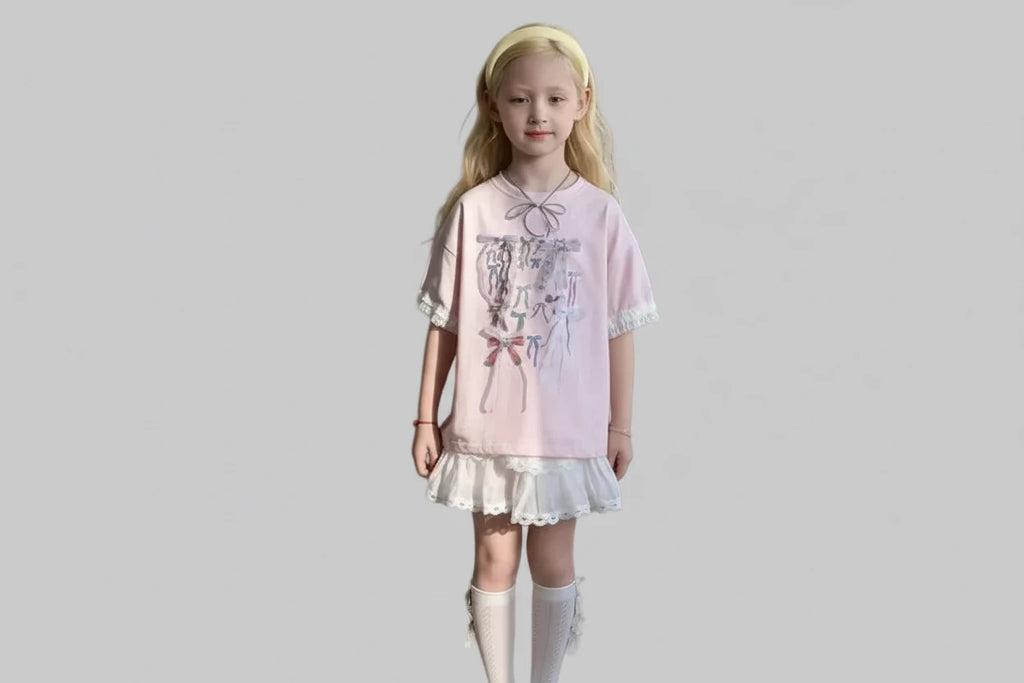 Casual Bow Short Sleeve Tee - Kidnor