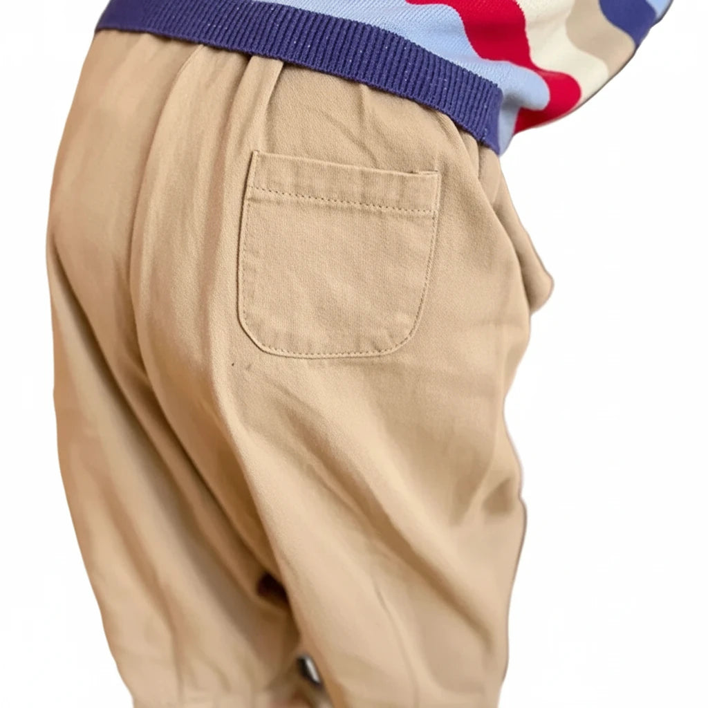 Kids' Casual Loose Pants - Solid Color Ankle Length Trousers with Pockets