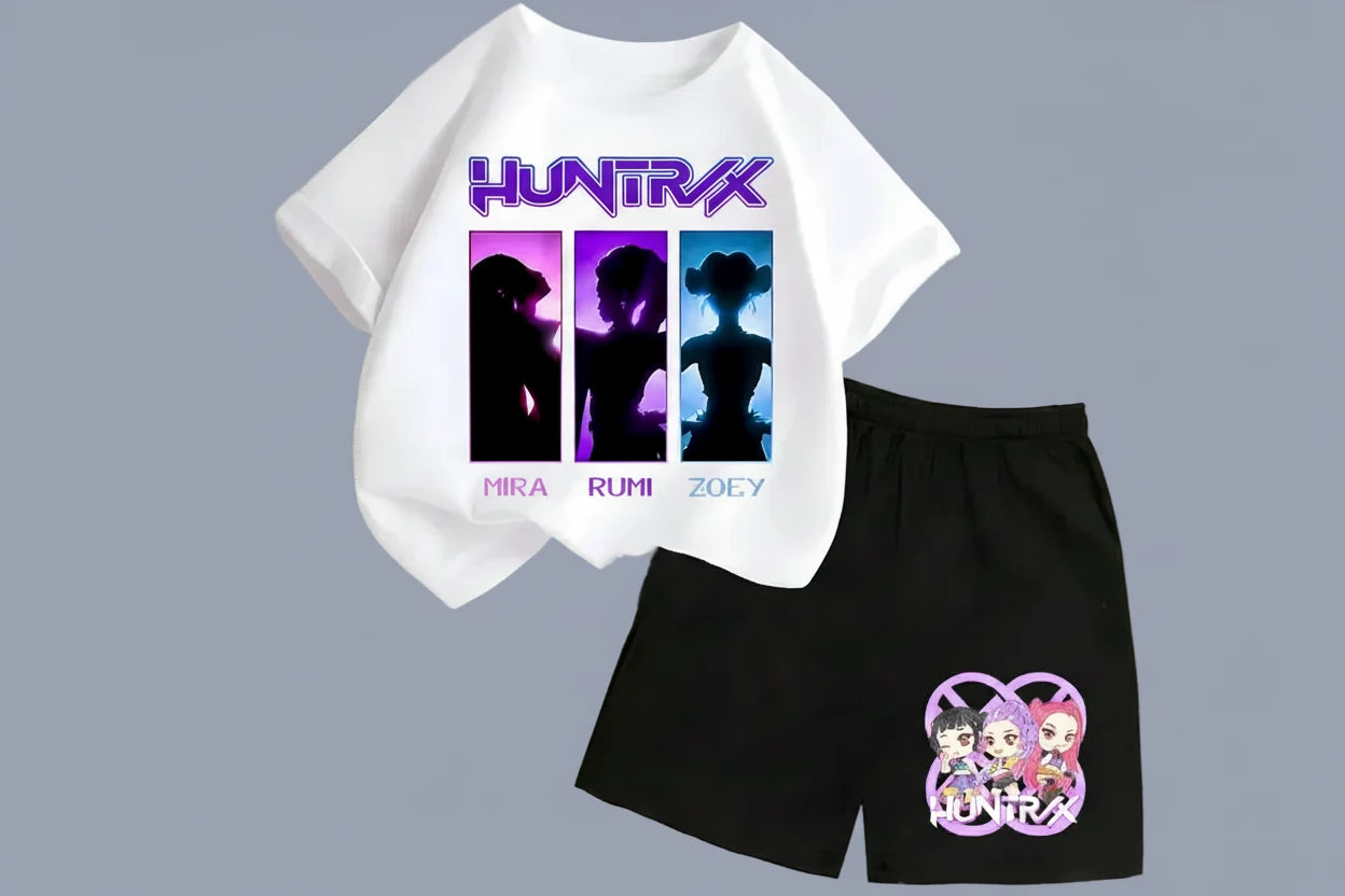 Tricou Kpop Demon Hunters pentru copii - Tricou de vară cu mânecă scurtă cu imprimeu de film