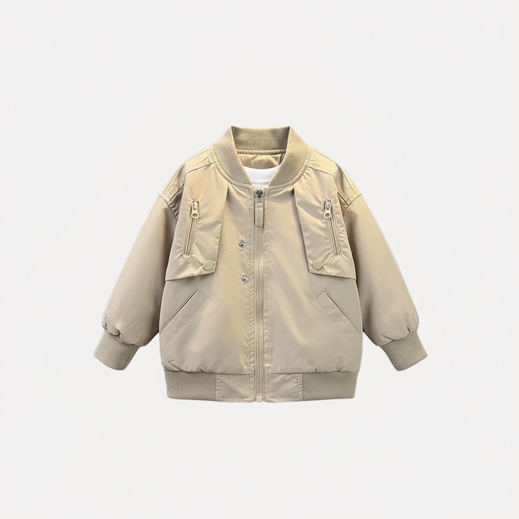 Solid Color Baseball Zipper Jacket - Kidnor