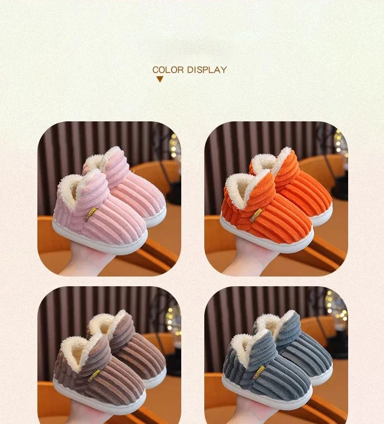 Cotton Shoes Children's Cotton Slippers Winter Warm Bag Home Parent-child Thick Soled Baby