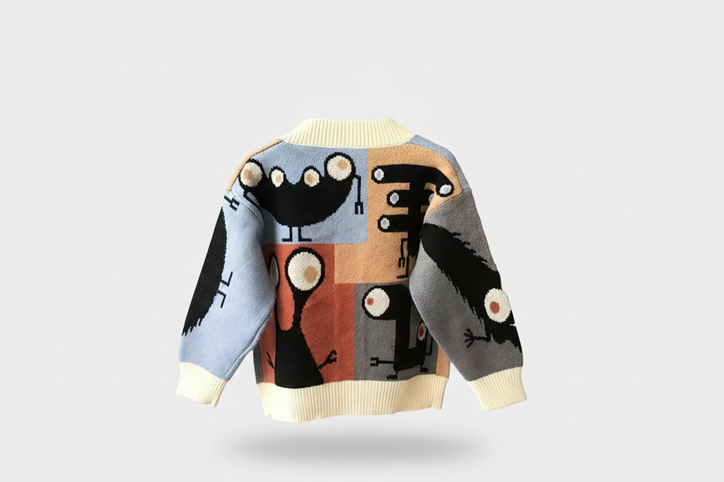 Cartoon Knitted Sweater Cardigan Style - Kidnor