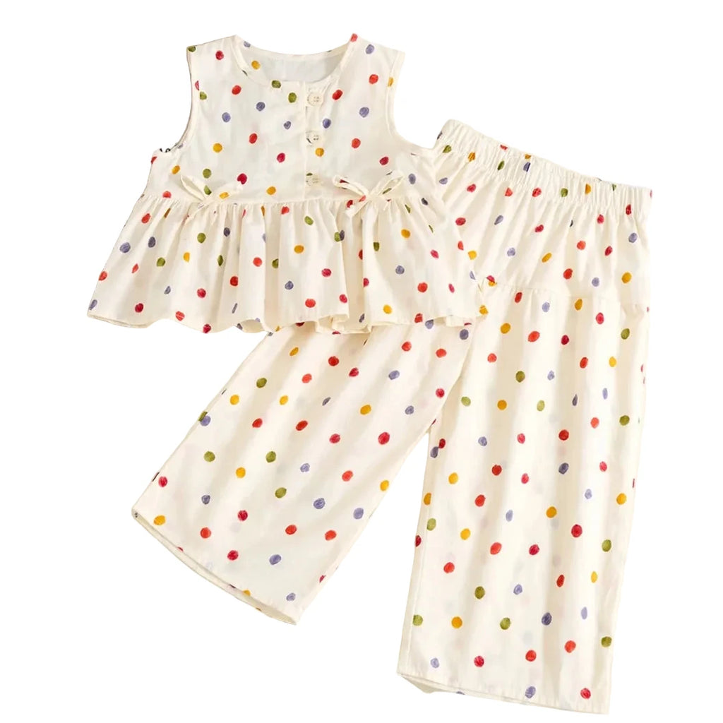 Girls' Polka Dot Blouse & Pants Set - 2-Piece Summer Outfit Ages 4-6