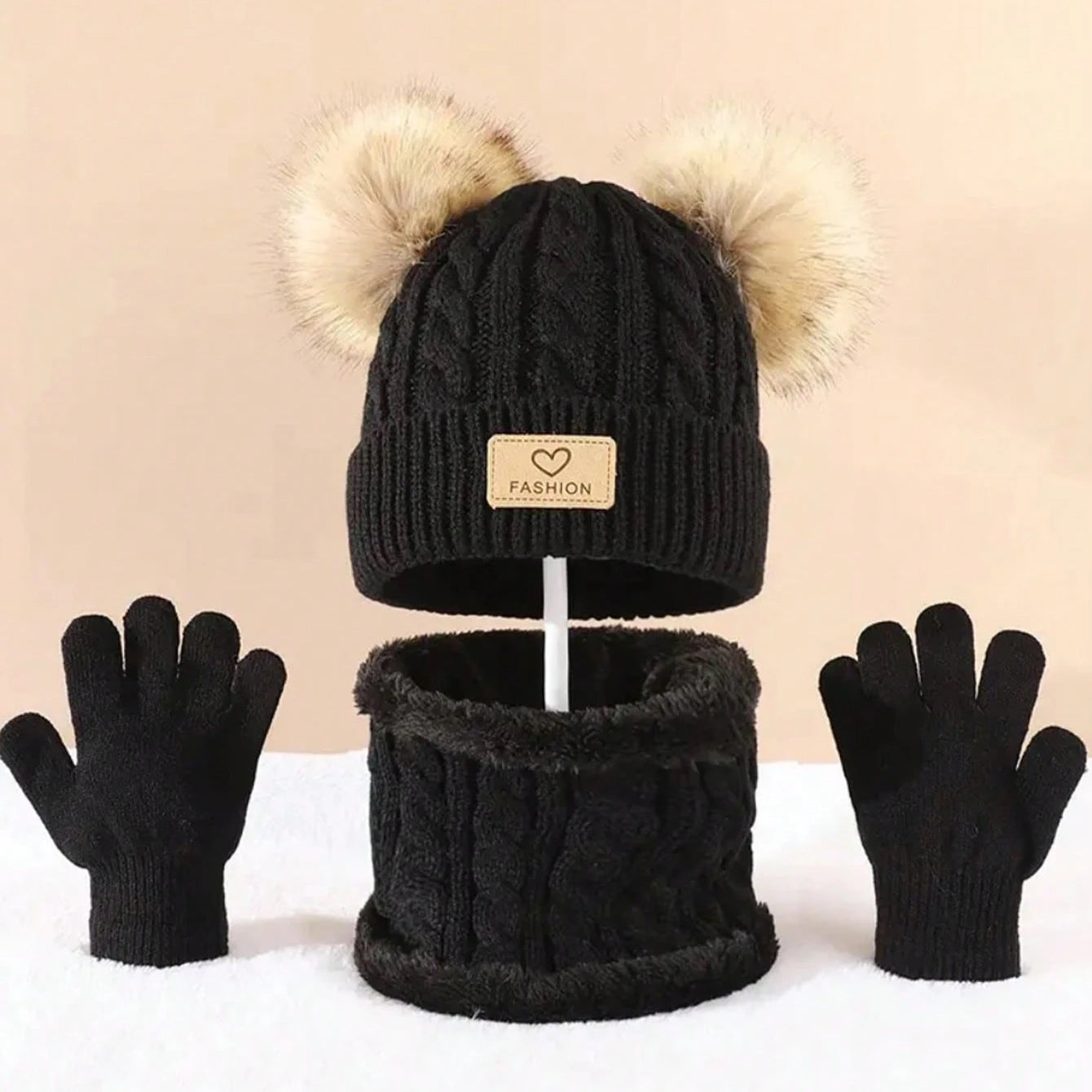3-Piece Kids Winter Hat & Neck Warmer Set