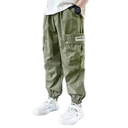 Boys' Cargo Sports Pants - Cotton Sweatpants with High Visibility Details