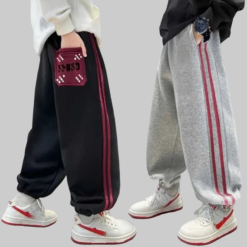 Graue Baumwoll-Jogginghose für Jungen – Freizeithose für draußen (10–14 Jahre)