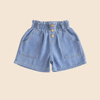 Girls' Denim Shorts - Cotton Elastic Waist Summer Jeans Ages 3-9