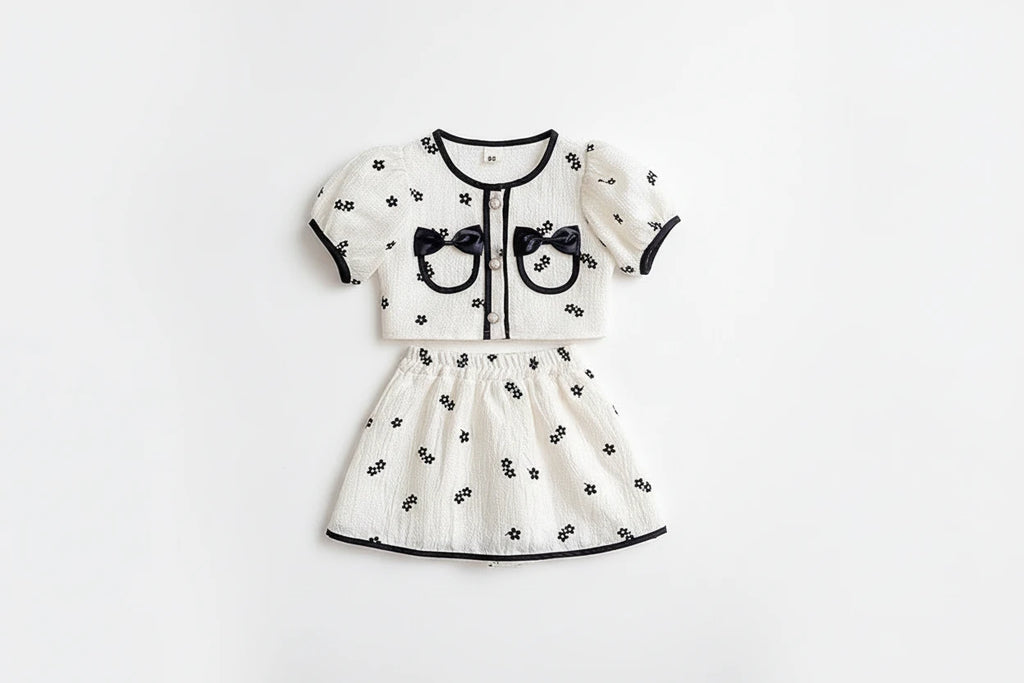 Sommerliches Kurzarm-Shirt-Top & Blumenrock 2-teiliges Set