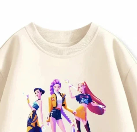 K-Pop Demon Hunters Huntrix Sweatshirts für Kinder, langärmelig, Rundhalsausschnitt