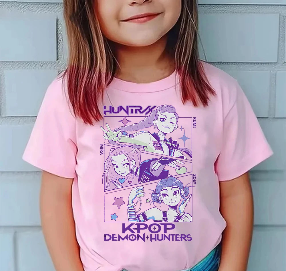 K-pop Girl Group T-Shirt - 100% Cotton Summer Tee for Kids