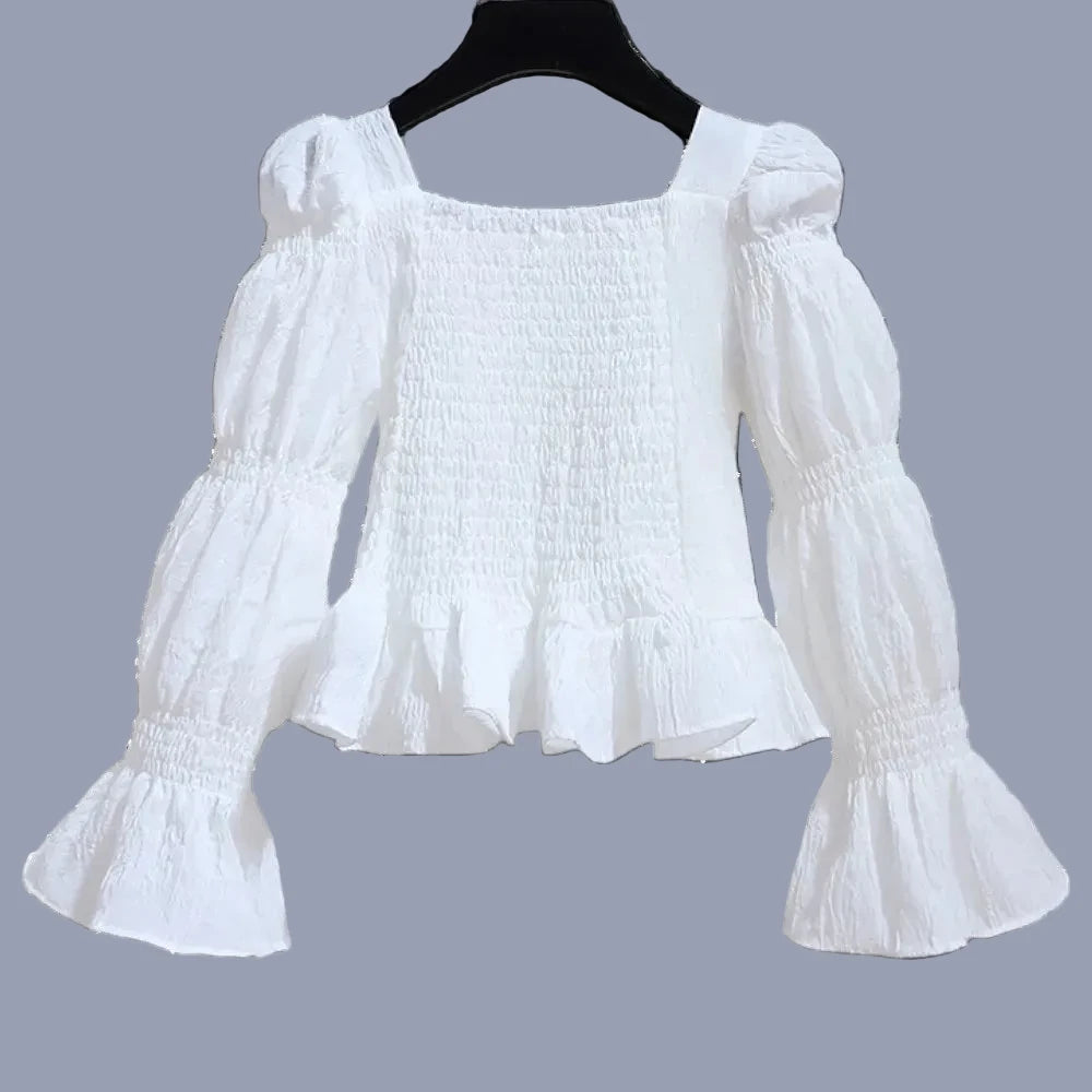 Baby- und Kinderoutfits, Rüschenblusen für Mädchen, Lolita-Schulblusen, Langarm-Herbstkleidung für Teenager, Größen 5, 7, 9, 11, 13 Jahre