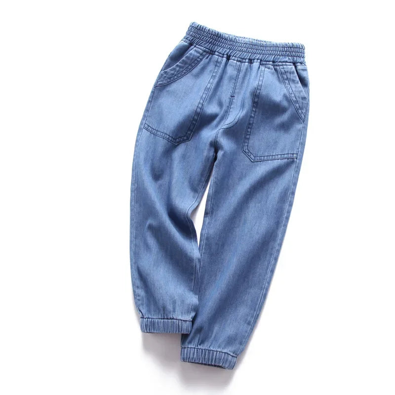 Kinder-Baumwolljeans – Lässige Freizeithose mit elastischem Bund für Jungen und Mädchen