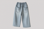 Wide-Leg Bow Embroidery Jeans - Kidnor