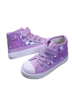 Girls Purple Holographic Princess Canvas Shoes - Adjustable Strap (3-12Y)