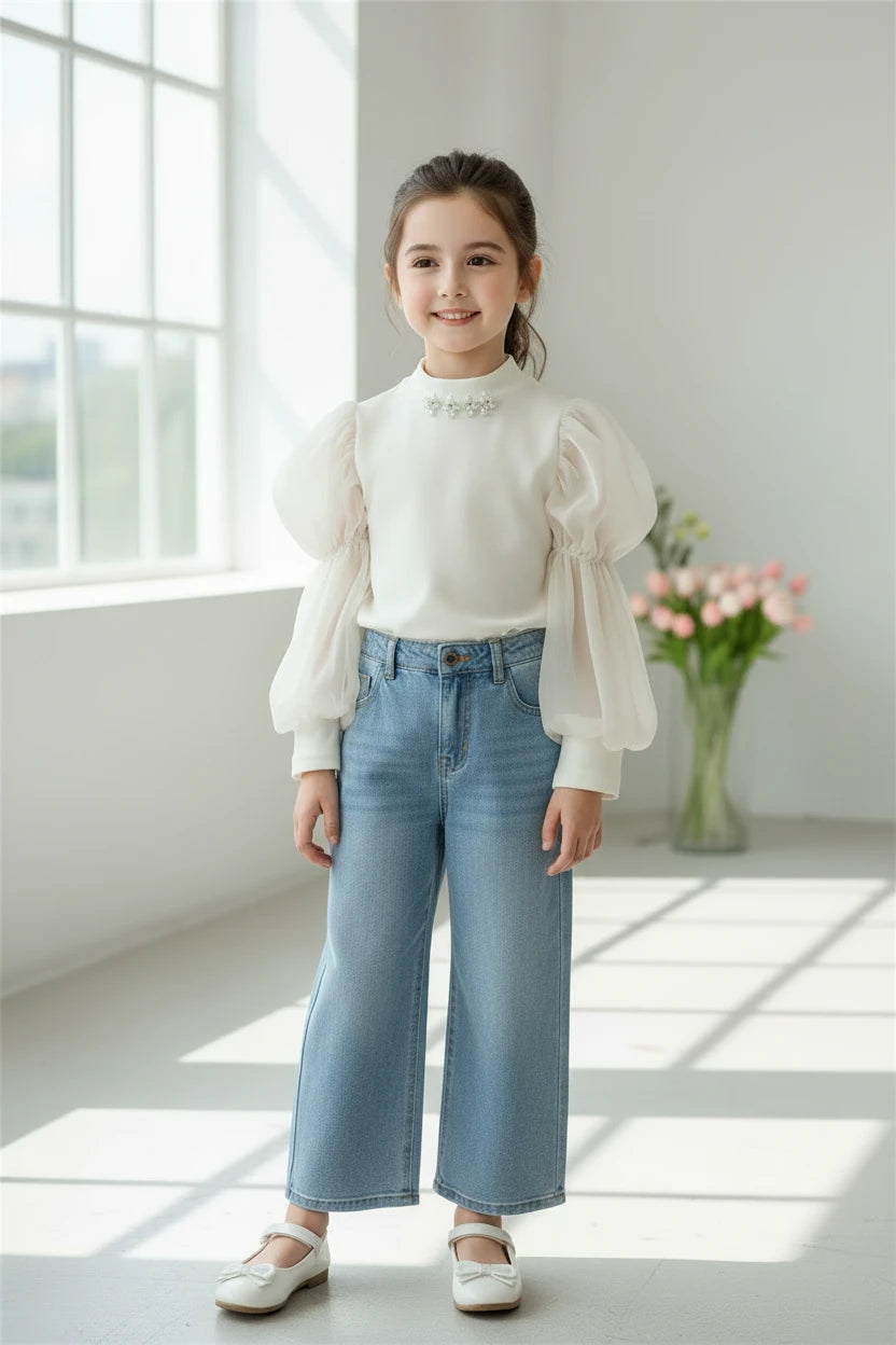 Girls’ Long-Sleeve Fashion Top – Autumn Cotton Shirt