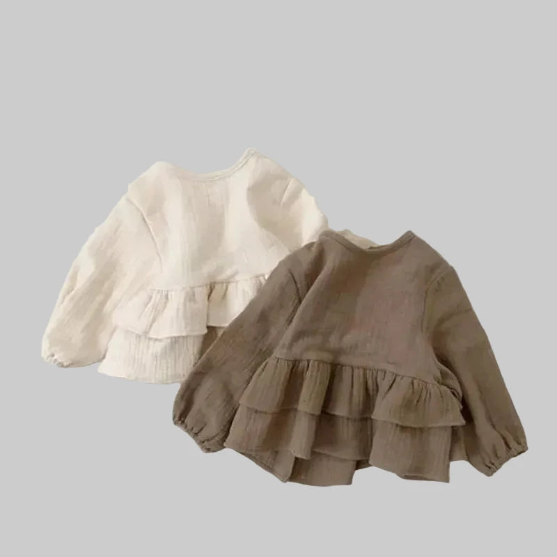 Ruffled Long-Sleeve Cotton Blouse - Kidnor