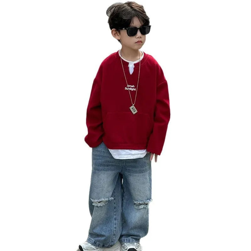 Boys' Pullover Sweatshirt - Casual Long Sleeve Top Ages 7-13