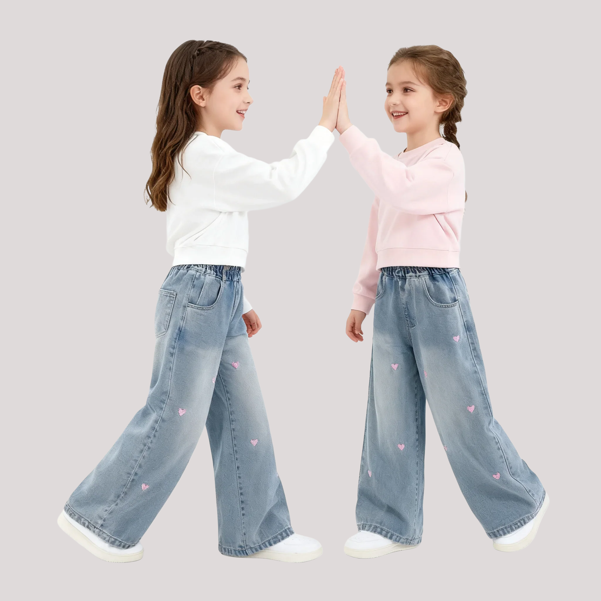 Jeans - Heart Embroidery Denim - Kidnor