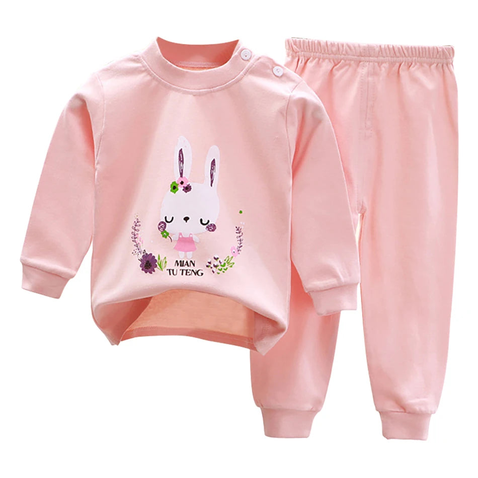 Kids Dino & Bear Cartoon Pajamas Set