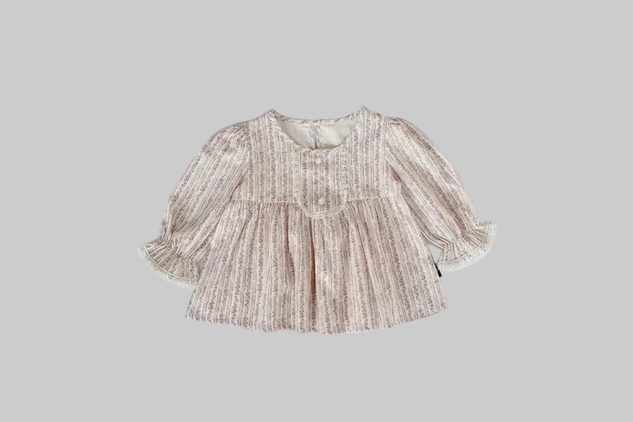 Floral Cotton Long Sleeve Blouse - Kidnor