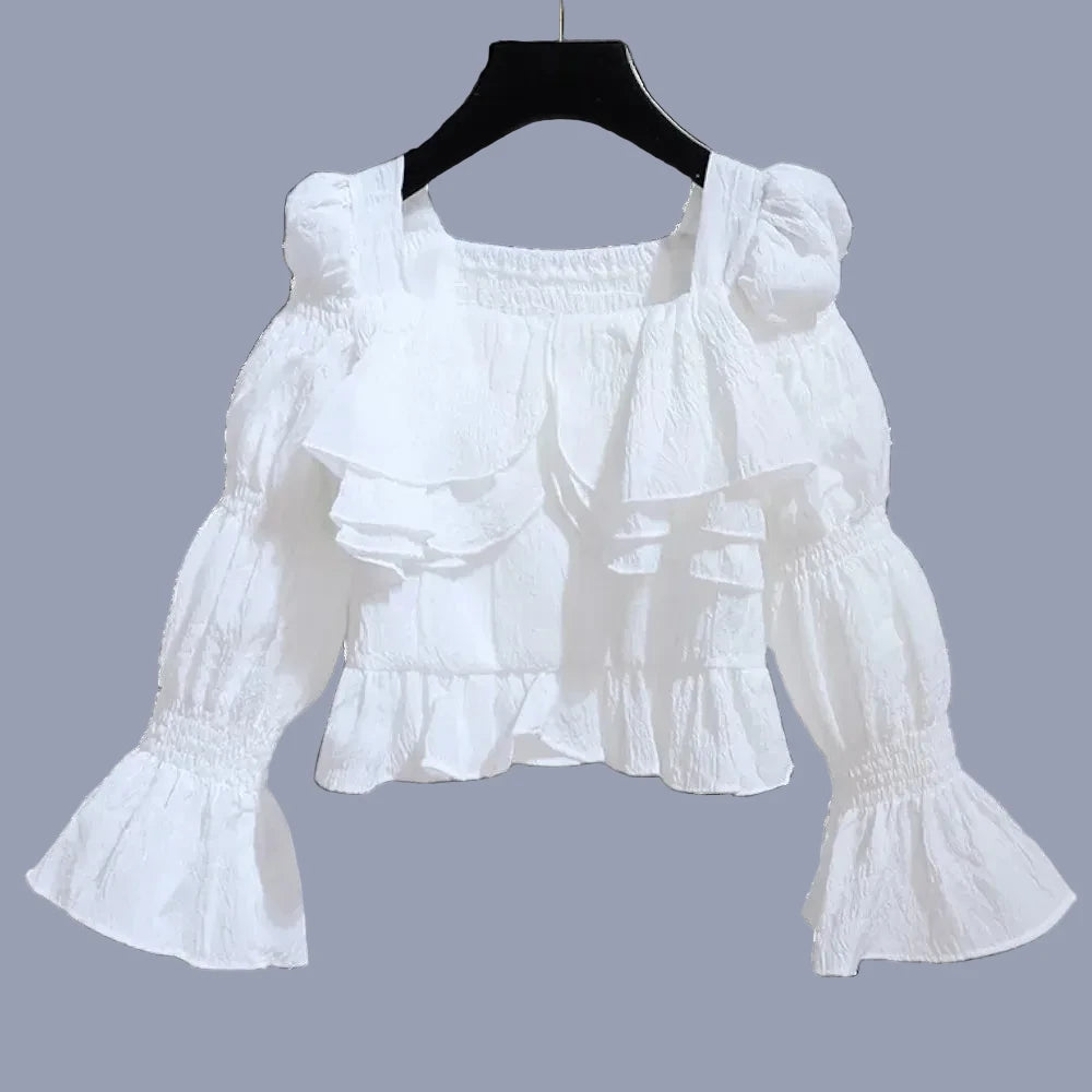 Girls Ruffle Blouse - Long Sleeve Lolita School Shirt