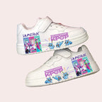 Kids KPOP Fashion Sneakers - White Printed Anti-Slip Sport Shoes
